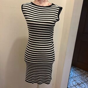 Nicole Miller Black and White Striped Mini Dress
